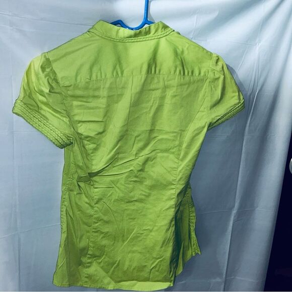 Preloved Express Button Down Short Sleeve Lime Green size Small - Picture 2 of 3